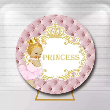 Pink Headboard Royal Princess Round Backdrop