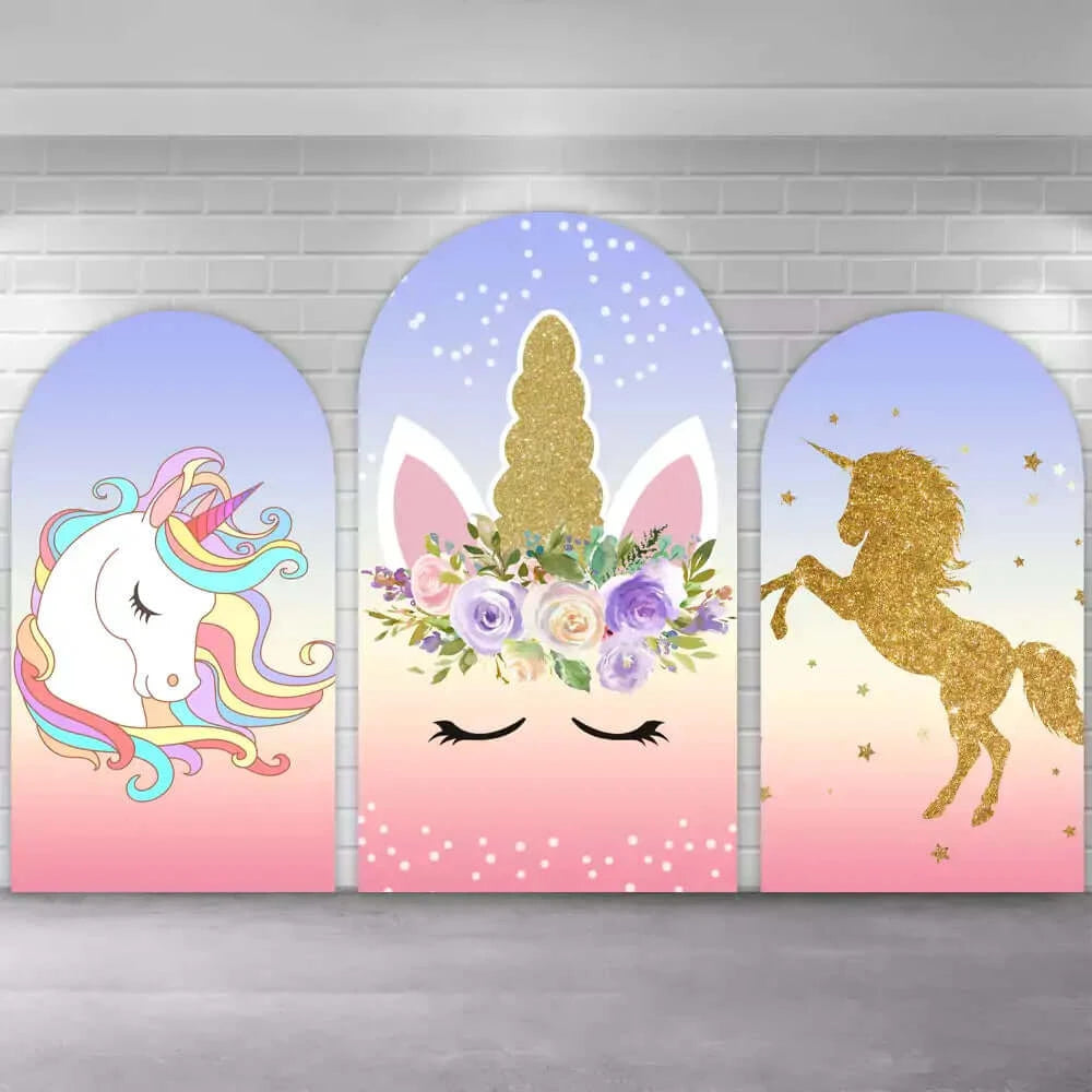 Pink Purple Unicorn Theme Arch Backdrop Cover