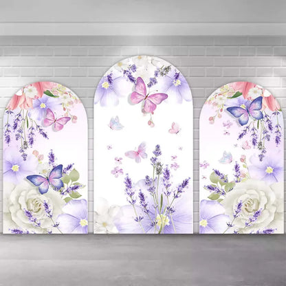 Purple Floral Butterfly Theme Chiara Arch Backdrop Cover