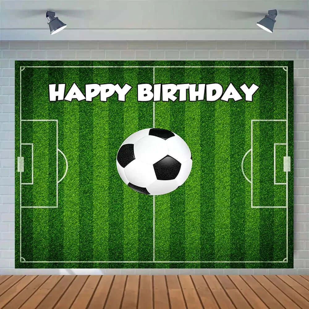 Soccer Field Stadium Grassland Happy Birthday Backdrop