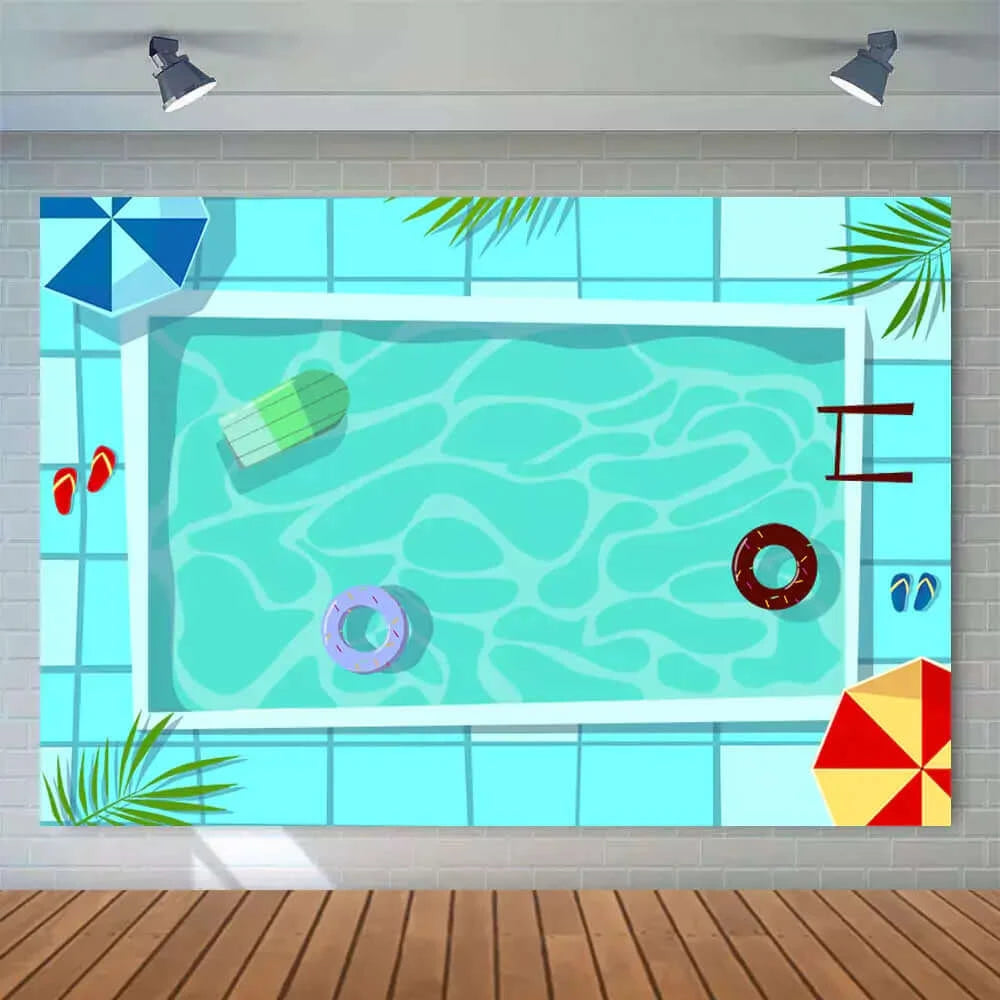 Pool Time Background Summer Swimming Pool Party Photography Background – backdropsonsale