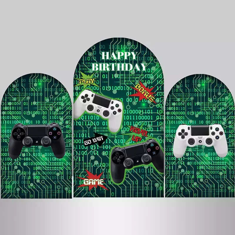 TV Gamepad Green Game On Level Up Play Arch Background Cover