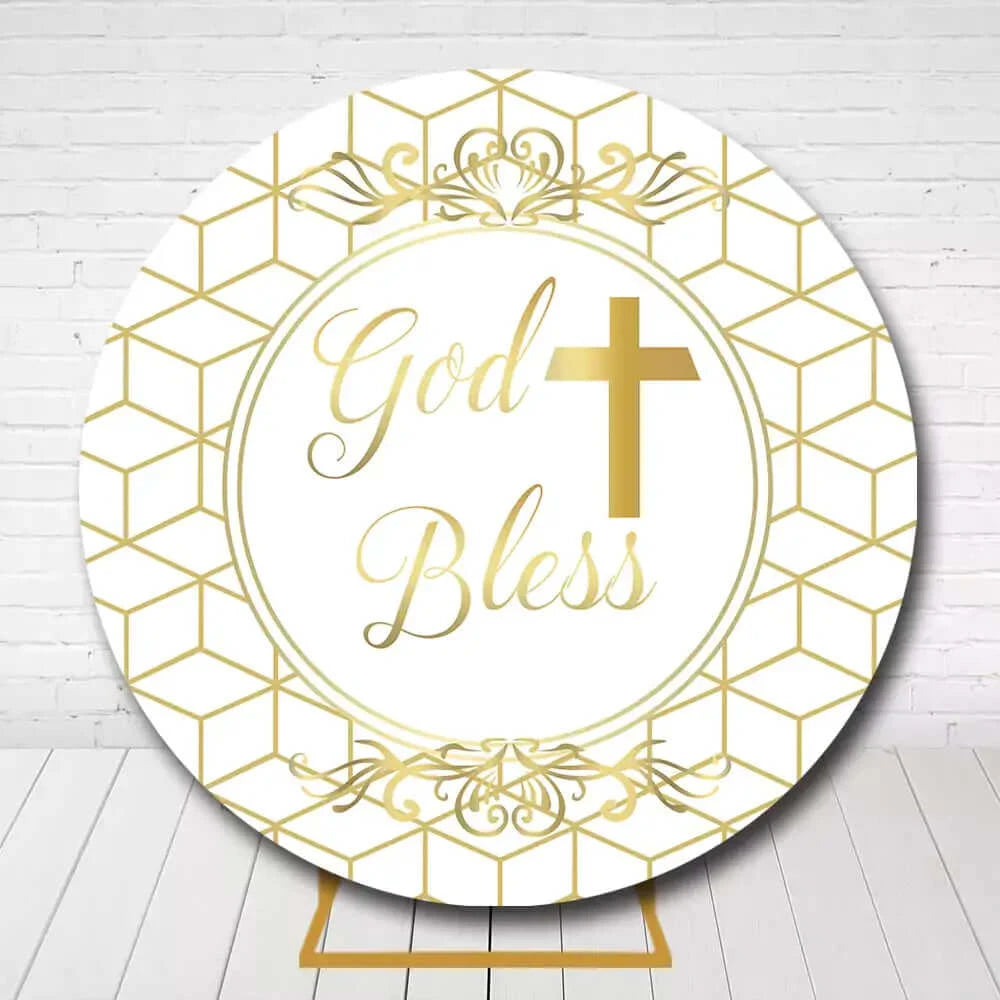 White Gold Geometric Patterns First Holy Communion Background