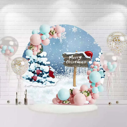 Snowflakes Bokeh Outdoor Merry Christmas Party Circle Background