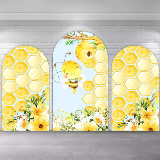 Yellow Sweet Bee Day Arch Backdrop Covers